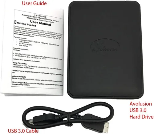 Vista 5 de Avolusion Disco duro externo para juegos USB 3.0 de 2 TB (para PS4, preformateado) (HD250U3-X1-2TB)