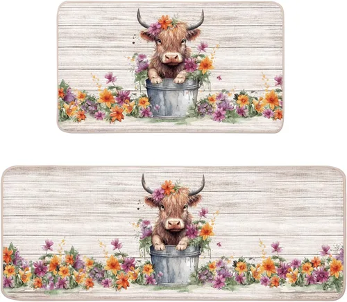 Vista 12 de Apples Farmhouse - Juego de tapetes de cocina de 2 a 17 x 29 y 17 x 47 pulgadas, alfombras decorativas antideslizantes para el hogar y la cocina