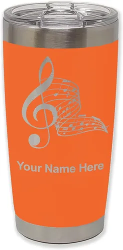 Vista 82 de LaserGram Vaso aislado al vacío de 20 onzas, notas musicales, grabado personalizado incluido (negro)