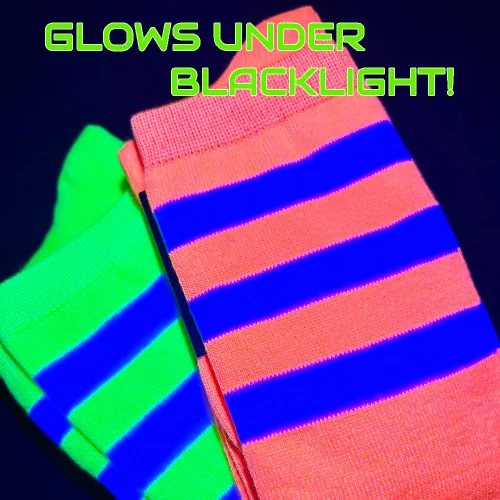 Vista 3 de NEON NATION Calcetines unisex hasta la rodilla con varias rayas de colores, ligeros y transpirables