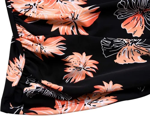 Vista 7 de Hilor Tankini para mujer con volantes fruncidos y cuello en V