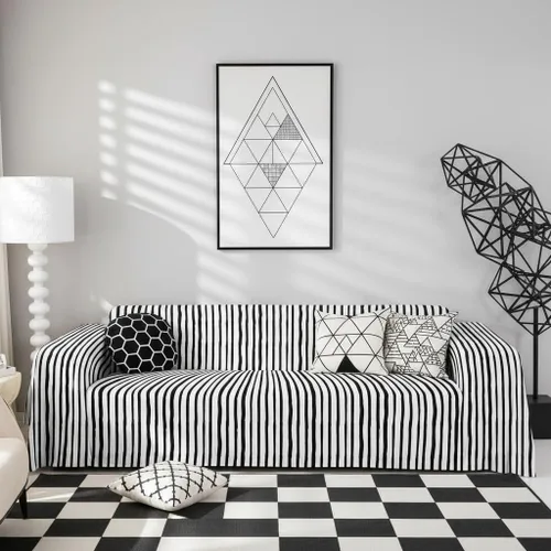Vista 28 de Erosebridal Funda de sofá de lunares de 71 x 91 pulgadas, funda de sofá con lunares geométricos, funda de sofá moderna de estilo rústico con Blanco