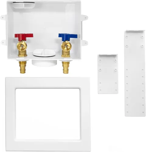 Vista 8 de Caja de salida para lavadora EFIELD, conexión de expansión de 1/2" Pex-A F1960 x conexión de 3/4" MHT, drenaje central con válvulas de 1/4 vuelta