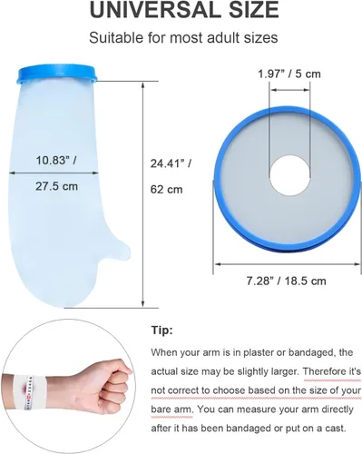 Vista 3 de CureSquad Brazo de cubierta de ducha fundido, fundas de fundición para ducha, cubierta de fundición impermeable para adultos, protección de yeso
