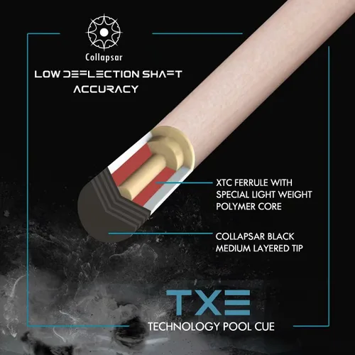 Vista 3 de Taco de piscina Collapsar con estuche rígido 1X1 y tecnología de baja deflexión para palo de billar 58In 2-Pieces Professional Billiard Pool