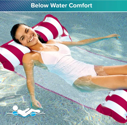 Vista 3 de Aqua Monterey - Hamaca flotante 4 en 1 para piscina y hamacas de agua, 2-3-4 paquetes múltiples, varios colores/estilos, para adultos y niños Borgoña