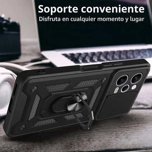 Vista 2 de CCSmall Funda para Xiaomi Redmi Note 12 Pro+ con cubierta deslizante para Funda resistente para teléfono con protección contra caídas de grado Negro