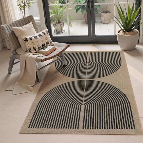 Vista 43 de Lahome Tapetes geométricos para puerta de interior para entrada, alfombra antideslizante lavable de 2 x 3 negro / neutro