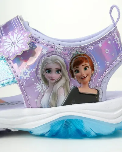 Vista 3 de Disney Sandalias para niñas, Frozen o Minnie Mouse con doble correa iluminada (niñaniña)