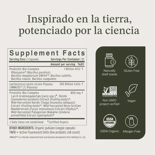 Vista 3 de Terraflora Deep Immune Synbiotic, probiótico de esporas SBO, inmune, 60