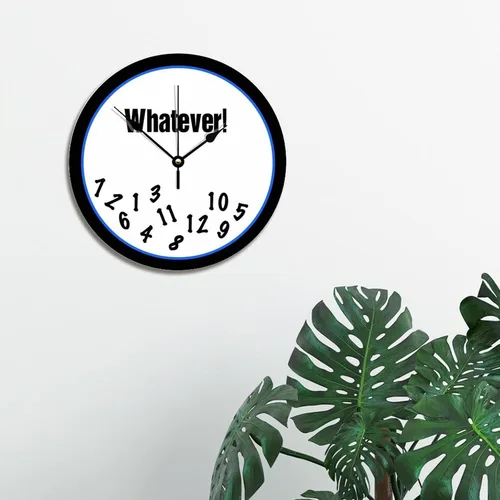 Vista 2 de ArogGeld Whatever Funny - Reloj de pared personalizado de 10 pulgadas, redondo de madera vintage, funciona con pilas, grande, silencioso Lo que sea