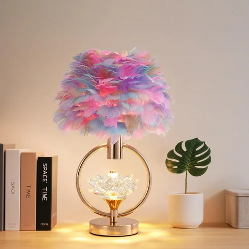 Vista 10 de ZYLEISENBAO Lámpara de Flor de Rosa Rosa Romántica Lámpara de Mesita de Noche Princesa Lámpara de Mesa de Flor para Mesita de Noche Luz de Rosado