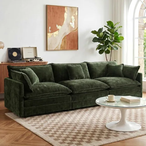 Vista 22 de GNIXUU Sofá modular de 76 pulgadas, sofá biplaza beige de 2 plazas, cómodos asientos de felpilla de 25 pulgadas de profundidad con 2 almohadas