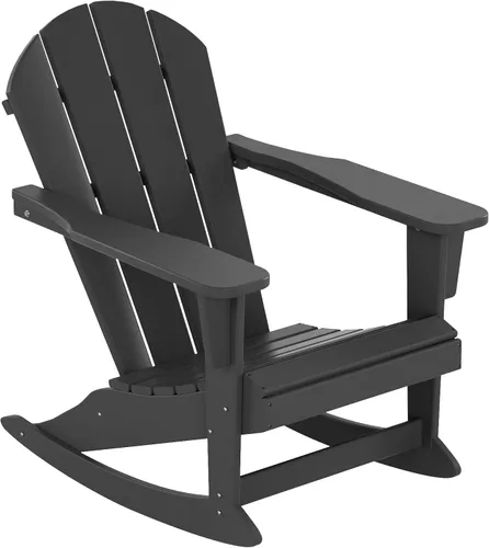 Vista 15 de WestinTrends Silla mecedora Malibu de poliéster para exterior/patio Adirondack, Negra