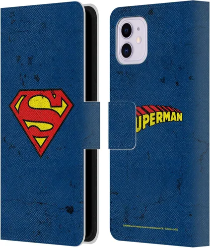 Vista 96 de Head Case Designs Funda de piel con licencia oficial de Superman DC Comics con logotipos negros y rojos compatible con Apple iPhone 11