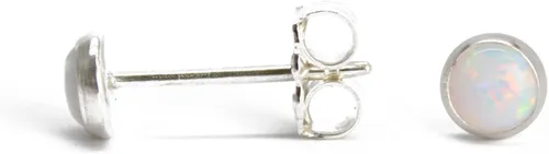 Vista 22 de Aretes de tuerca con piedras preciosas para mujeres y niñas, bisel redondo de 0.157 in de plata esterlina 925