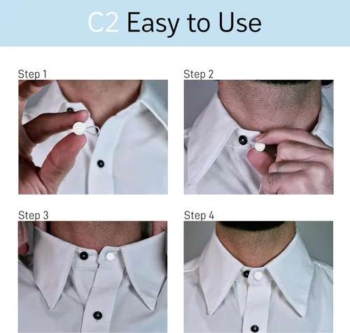 Vista 2 de Extensor elástico de cuello de camisa, paquete de 5 extensores de cuello para camisa de vestir, extensor de botón no metálico para camisas