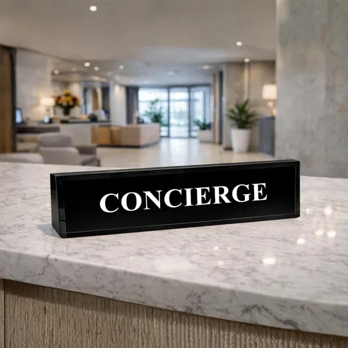 Vista 3 de Concierge 2 x 8 pulgadas acrílico negro - Accesorios de escritorio de oficina Decoración