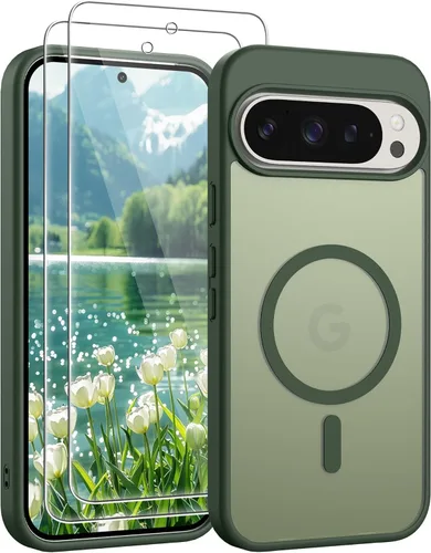 Vista 189 de Gritup Funda para Samsung Galaxy S23 con 2 protectores de pantalla (compatible con MagSafe) (protección de grado militar), delgada, translúcida Negro