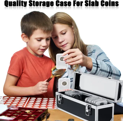 Vista 5 de Funrous Caja de Almacenamiento de Monedas de Aluminio 100/50/20 Slabs para Portadores de Slabs Suministros para Colección y Almacenamiento Caja