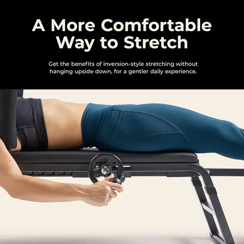 Vista 8 de Sunny Health & Fitness No-Hang Traction & Inversion Decompression Table for Back Pain Relief, Adjustable Stretch Bench, 400 LB Capacity