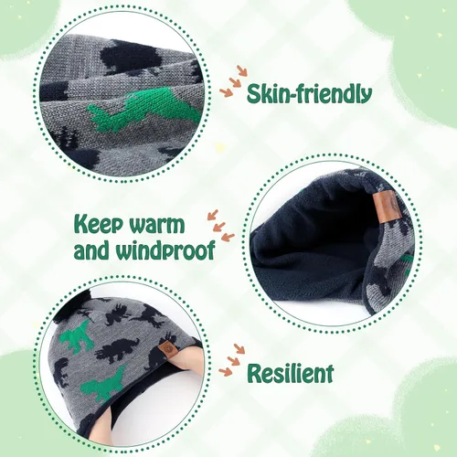 Vista 5 de Duoyeree - Gorro Beanie para niños y niñas, con pompón, forro acogedor, gorro de invierno
