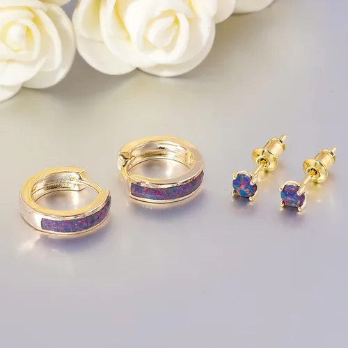 Vista 117 de CiNily Aretes Huggie de ópalo con bisagras, chapados en oro, hipoalergénicos, pequeños aretes de aro para mujeres, adolescentes, niñas, hombres