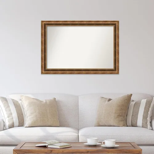 Vista 692 de Amanti Art Espejo de pared personalizado no biselado (25 x 25 pulgadas), marco de bronce acentuado, varios tamaños personalizados, espejo de baño