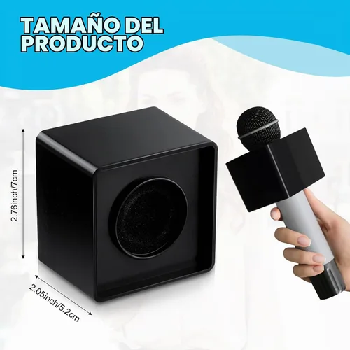 Vista 2 de Estación de bandera de micrófono, cubo cuadrado portátil, de espuma ABS, con logotipo, equipo de estudio, accesorios de micrófono para entrevista