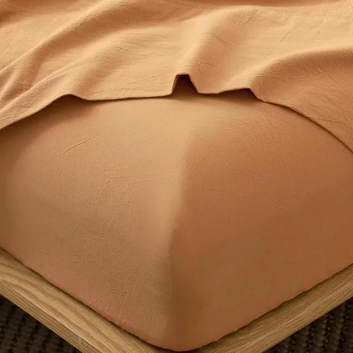 Vista 49 de MooMee Sábana bajera ajustable de solo 100% algodón lavado con textura parecida al lino, transpirable, duradera, suave, cómoda, bolsillo profundo