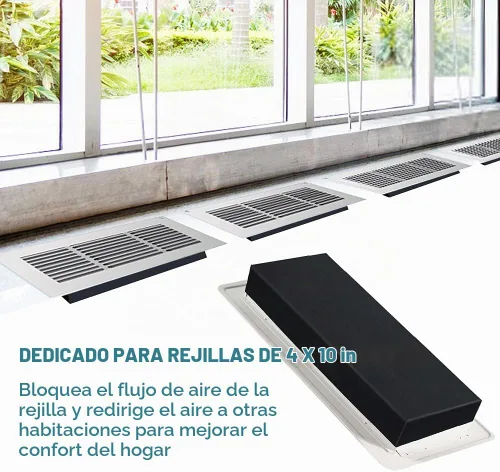 Vista 6 de Buzzlett Paquete de 4 cubiertas de ventilación de goma con sello de flujo de aire completo para rejillas de ventilación de piso, pared y techo