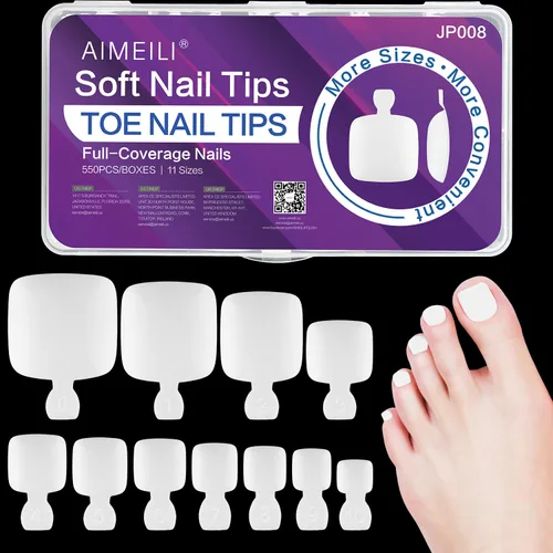 Vista 9 de AIMEILI 432 puntas de uñas postizas cortas de almendra, redondas, de cobertura completa, para extensión de uñas de remojo, uñas postizas acrílicas a