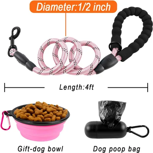 Vista 6 de BARKBAY - Correas para perros grandes, resistentes, de 4/5/6 pies, con cómoda asa acolchada y hilos altamente reflectantes para perros medianos