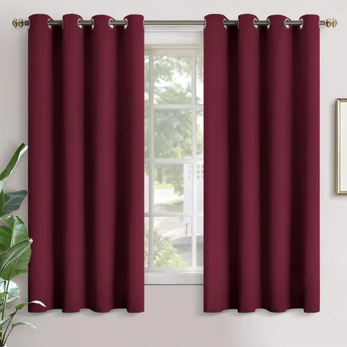 Vista 88 de YoungsTex - Cortinas blackout cortas, aislamiento térmico, ojales, oscurecen la habitación, privacidad, para cámper, sótano, cocina y baño, 2 Gris