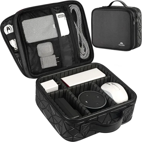 Vista 7 de MATEIN Estuche organizador de cables con divisor ajustable, bolsa de archivo de cable de DJ para equipo de DJ, instrumentos de sonido y accesorios