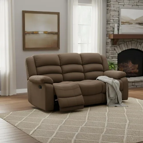 Vista 12 de AC Pacific Bill Modern - Sillón reclinable manual tapizado para sala de estar con almohada acolchada, reposabrazos y asiento reclinable, silla Marrón