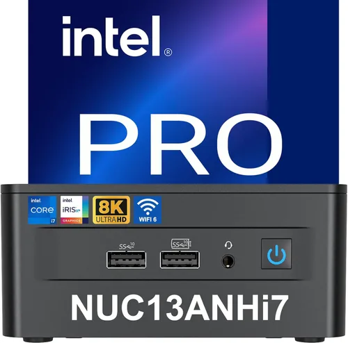 Vista 10 de Intel NUC 13 Pro, NUC13ANHi7 Home & Business Desktop Mini PC Barebone, procesador Core i7-1360P (12 núcleos y 5.0 GHz), gráficos Intel Iris Xe, 16