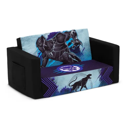 Vista 7 de Delta Children Marvel Black Panther Cozee - Sofá abatible con espuma viscoelástica, sofá convertible 2 en 1 a tumbona, color negro