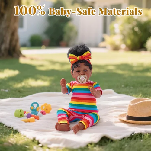 Vista 6 de JIZHI Muñecas Bebé Reborn Negras - Cuerpo Suave Realista Afroamericana Muñeca de Niña Recién Nacida de 20 Pulgadas Mejor Set de Regalo de Cumpleaños