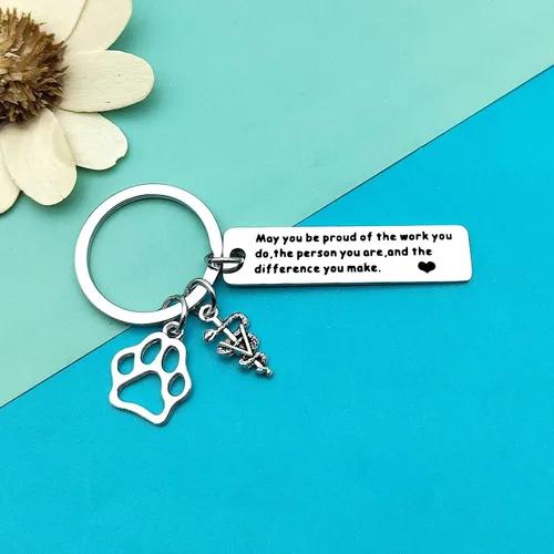 Vista 5 de Dabihu Vet Tech Keychain Veterinarian Appreciation Gifts Thank You Gifts for Veterinary Tech Coworker Animal Rescue Gifts