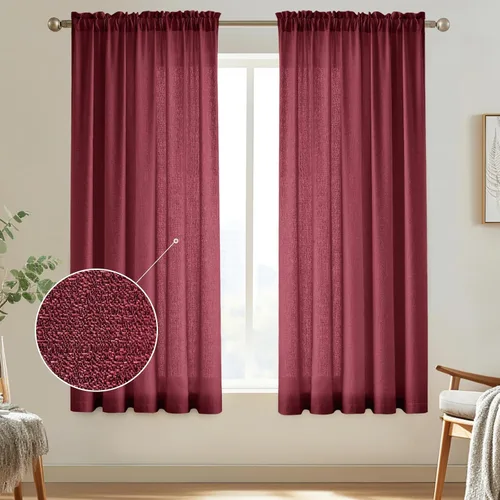 Vista 68 de Melodieux Cortinas de Niveles Semitraslúcidas Negras de 24 Pulgadas de Largo para Cocina, Cafetería, Dormitorio, Ventanas Pequeñas, Aspecto de Lino
