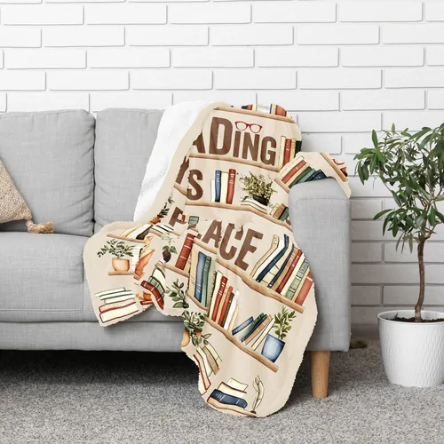 Vista 3 de CUJUYO Regalos para Amantes de los Libros para Mujeres y Hombres Manta 50"x40" - Regalos para Bibliotecarios Manta Tipo Throw - Regalos de Club