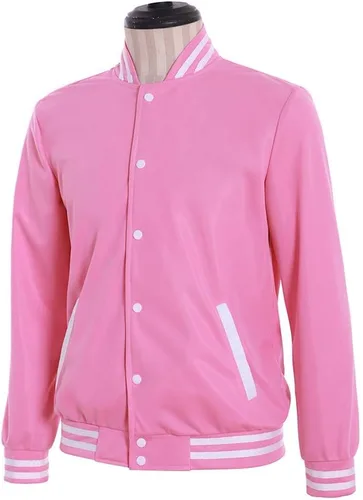 Vista 2 de Steven - Abrigo rosa con capucha para hombre, chaqueta de uniforme de béisbol, disfraz unisex