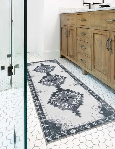 Vista 48 de Unique Loom Timeless Collection - Alfombra de área - Thomas (2' x 3' 1" ovalada, negro y blanco/gris)