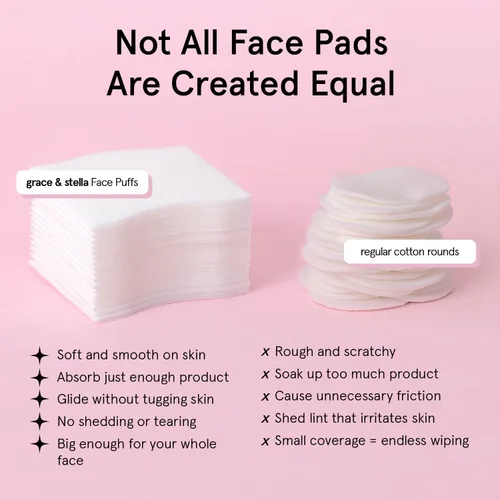 Vista 3 de grace & stella Almohadillas faciales para tóner, esencia y máscara de bricolaje (100 unidades) - Almohadillas removedoras de maquillaje suaves y sin