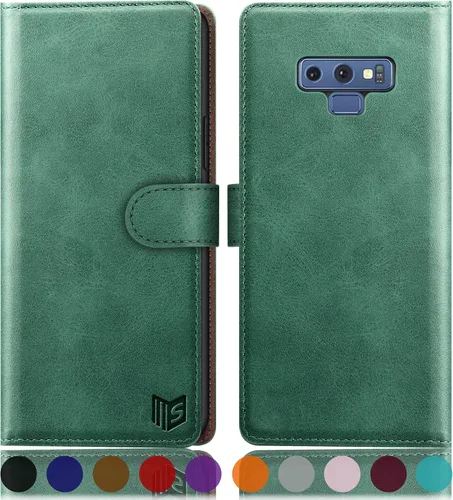 Vista 13 de SUANPOT Funda de piel tipo cartera para Samsung Galaxy Note 9 de 6.4 pulgadas con bloqueo RFID, soporte para tarjetas de crédito, funda con tapa