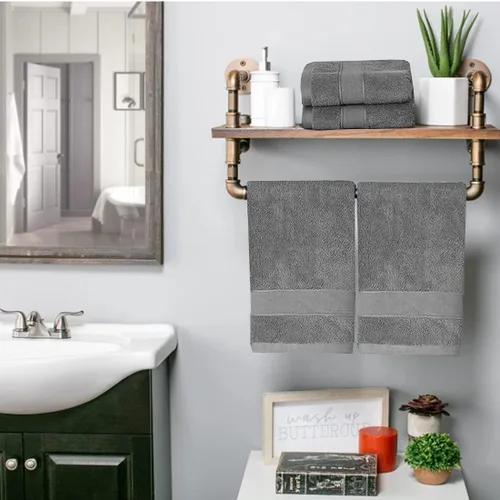 Vista 9 de RUIBOLU Juego de 2 toallas de mano para baño, toallas de mano de algodón ultra suaves y altamente absorbentes, tamaño 14 x 30 pulgadas, toallas