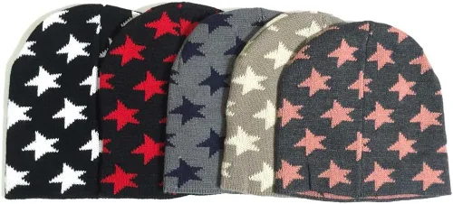 Vista 2 de aesthetinc Classic Stars Print Knit Beanie Hat