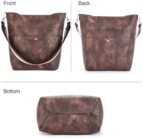 Vista 57 de BROMEN Bolsa Hobo para mujer, diseñada con cuero vegano, de hombro, bandolera