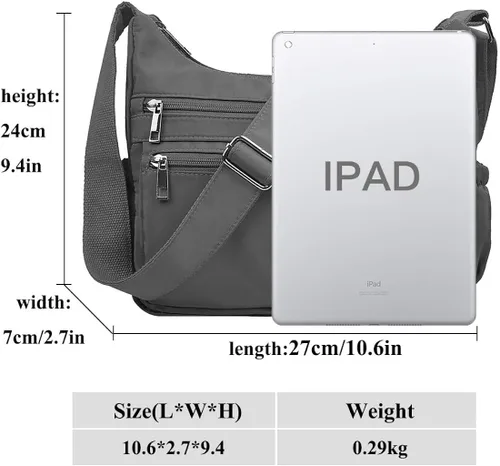 Vista 3 de VOLGANIK ROCK Bolsos cruzados para mujer bolso de hombro de viaje RFID impermeable bolso de mensajero casual de nailon